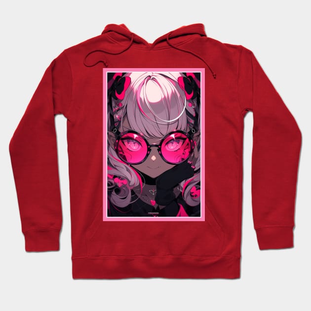 Aesthetic Anime Girl Pink Rosa Black | Quality Aesthetic Anime Design | Premium Chibi Manga Anime Art Hoodie by AlNoah